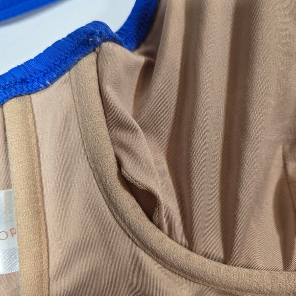 M Shade & Shore Blue V Ribbed Swim Top Bra Womens Size 36D Boning Removable Pads - Picture 7 of 10